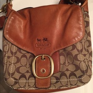 Coach Brown and Tan Shoulder Bag